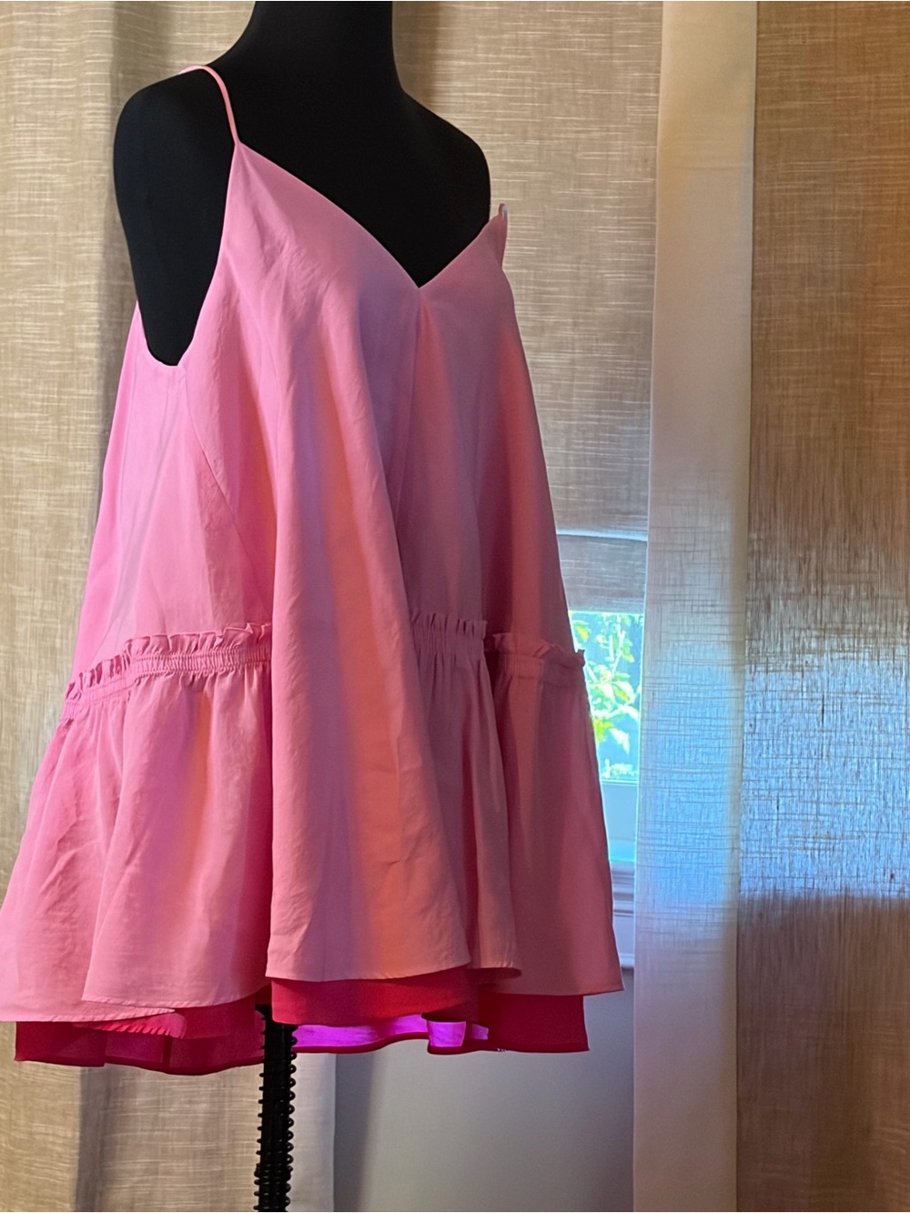 COS Pink Tiered A-Line Swing Skirt